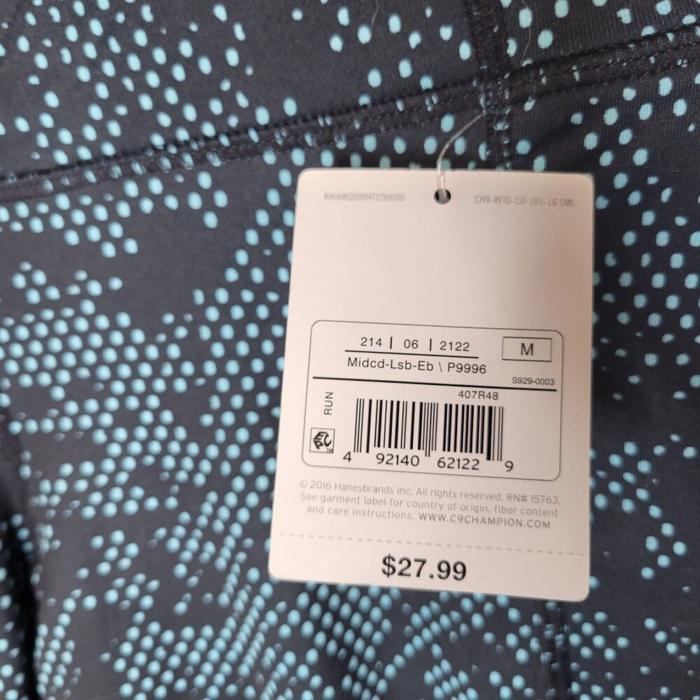 Champion Duo Dry Women's Medium Crop Leggings Reflective Blue Black - Picture 5 of 6